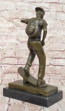 Hand Made Skateboarding Sports Boy Statue Bronze Sculpture Signed Milo Figure