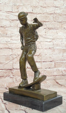 Hand Made Skateboarding Sports Boy Statue Bronze Sculpture Signed Milo Figure