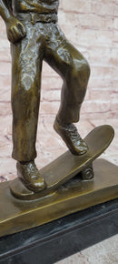 Hand Made Skateboarding Sports Boy Statue Bronze Sculpture Signed Milo Figure