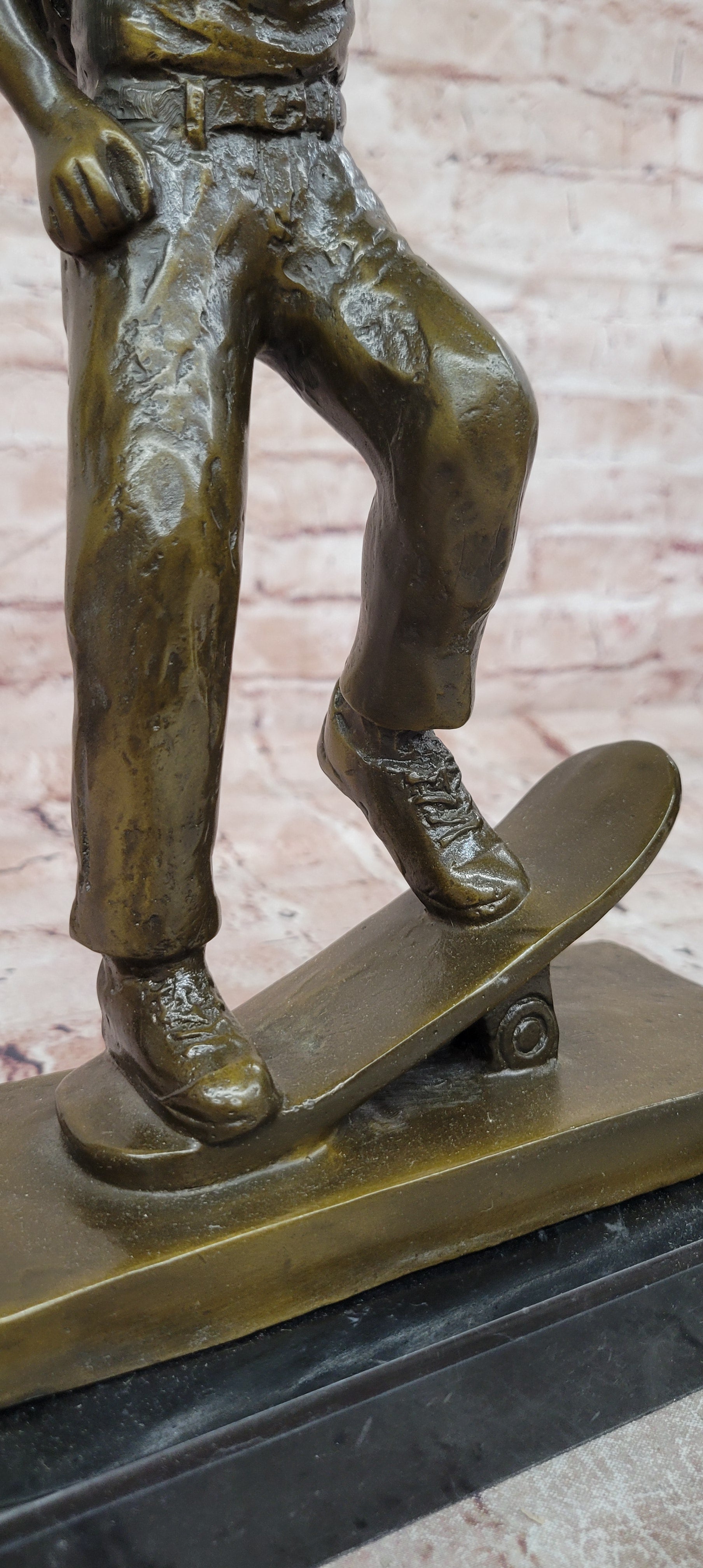 Hand Made Skateboarding Sports Boy Statue Bronze Sculpture Signed Milo Figure