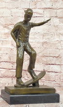 Hand Made Skateboarding Sports Boy Statue Bronze Sculpture Signed Milo Figure