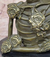 Love Never Dies Skeleton Couple Embracing Bronze Sculpture by M. Lopez Statue