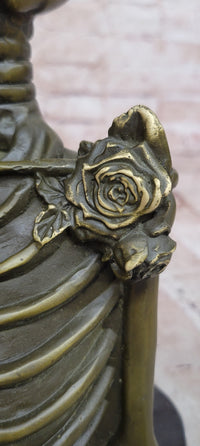 Love Never Dies Skeleton Couple Embracing Bronze Sculpture by M. Lopez Statue