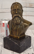 Signed Fisher German philosopher Engels Real Bronze Bust Collector Sculpture Statue
