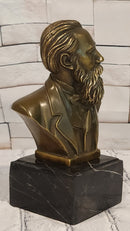 Signed Fisher German philosopher Engels Real Bronze Bust Collector Sculpture Statue