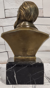 Signed Fisher German philosopher Engels Real Bronze Bust Collector Sculpture Statue