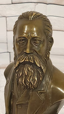 Signed Fisher German philosopher Engels Real Bronze Bust Collector Sculpture Statue