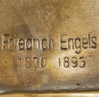 Signed Fisher German philosopher Engels Real Bronze Bust Collector Sculpture Statue