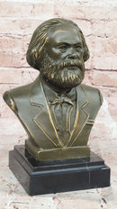 Karl Marx Bronze Bust Sculpture Statue on Marble Base