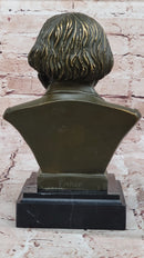 Karl Marx Bronze Bust Sculpture Statue on Marble Base