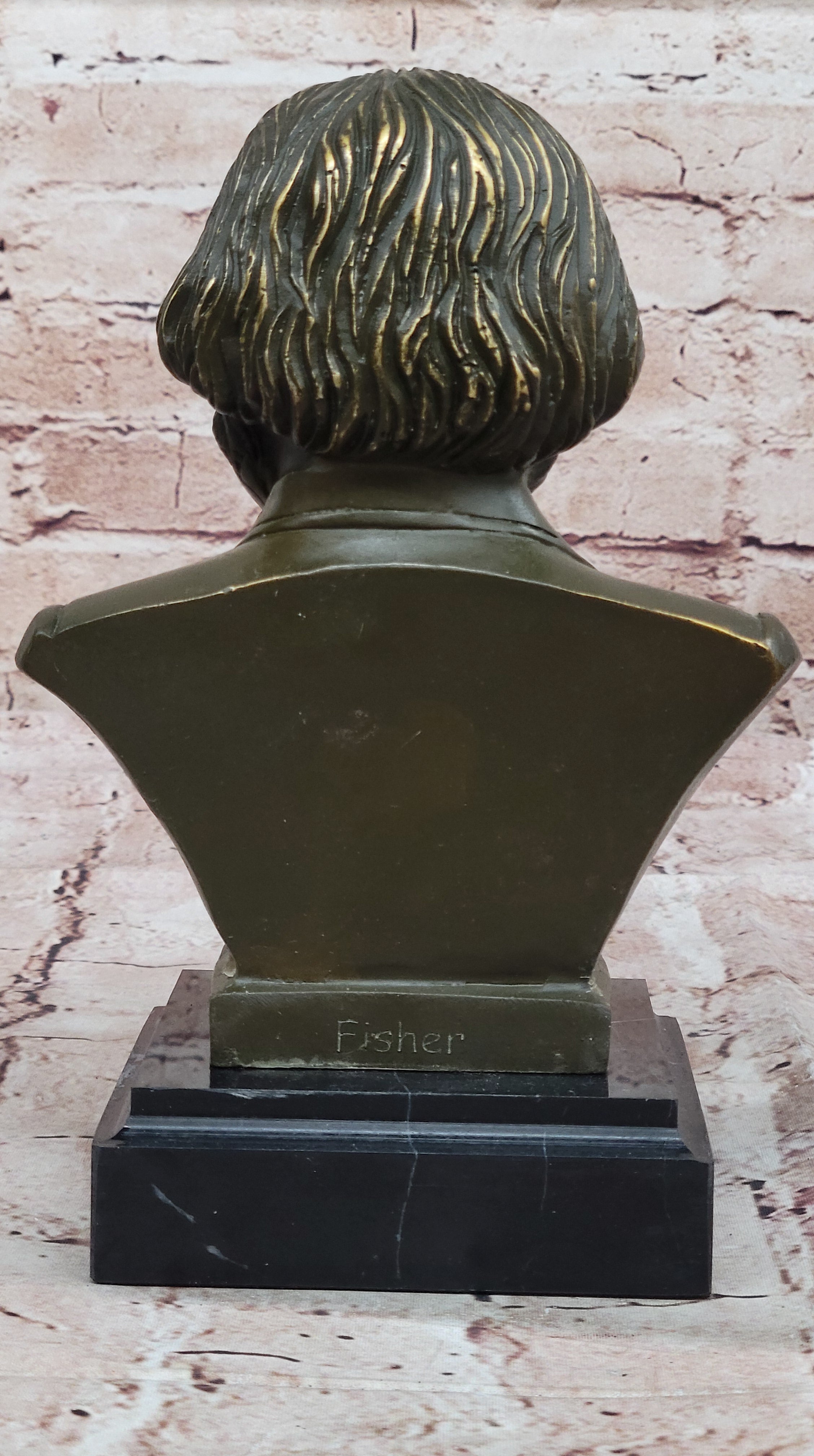 Karl Marx Bronze Bust Sculpture Statue on Marble Base
