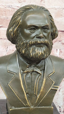 Karl Marx Bronze Bust Sculpture Statue on Marble Base