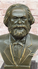 Karl Marx Bronze Bust Sculpture Statue on Marble Base