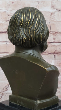 Karl Marx Bronze Bust Sculpture Statue on Marble Base
