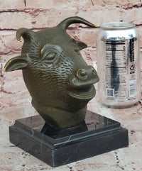 Bronze Bull or Ox Head Realistic Farmhouse Sculpture