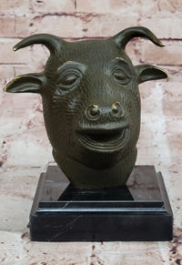 Bronze Bull or Ox Head Realistic Farmhouse Sculpture