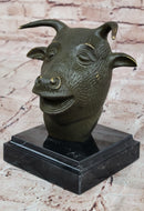 Bronze Bull or Ox Head Realistic Farmhouse Sculpture