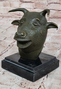 Bronze Bull or Ox Head Realistic Farmhouse Sculpture