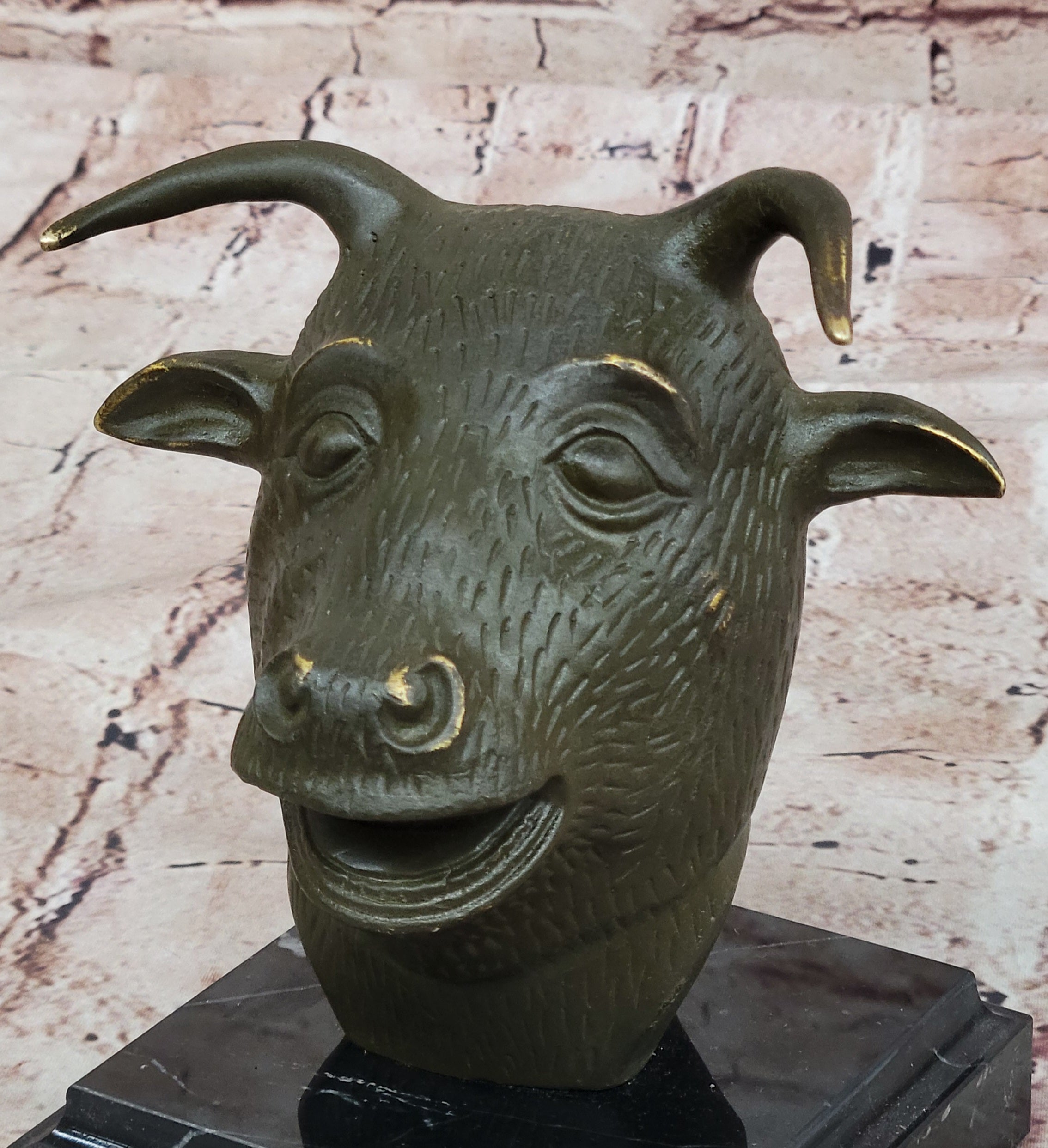Bronze Bull or Ox Head Realistic Farmhouse Sculpture