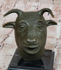 Bronze Bull or Ox Head Realistic Farmhouse Sculpture