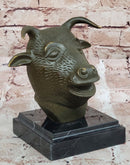 Bronze Bull or Ox Head Realistic Farmhouse Sculpture