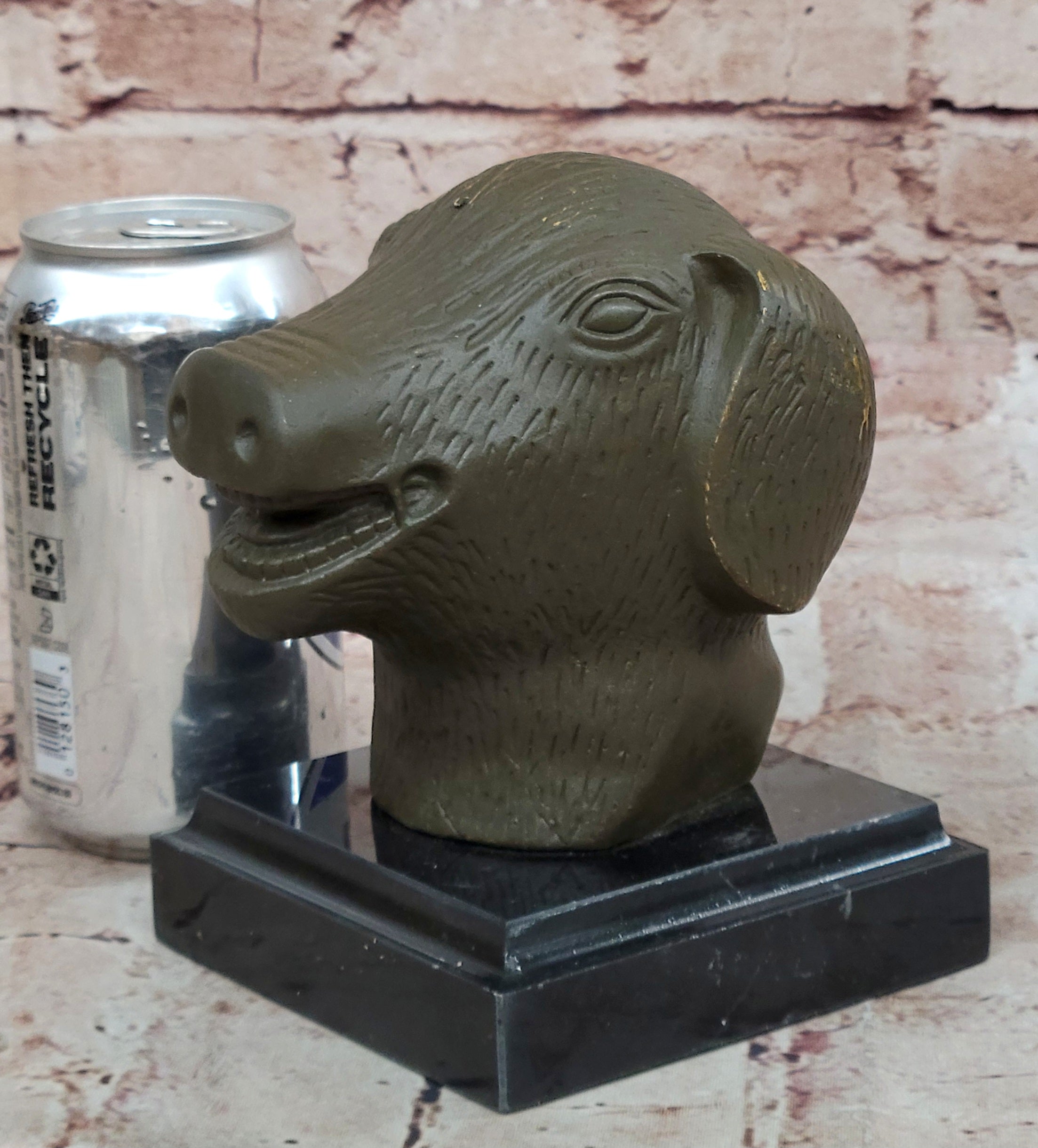 Bronze Pig Boar Head Realistic Farmhouse Sculpture