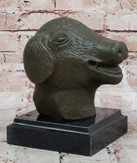 Bronze Pig Boar Head Realistic Farmhouse Sculpture