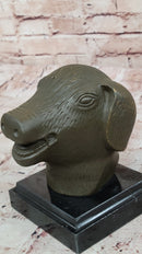 Bronze Pig Boar Head Realistic Farmhouse Sculpture
