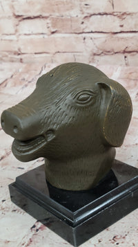 Bronze Pig Boar Head Realistic Farmhouse Sculpture