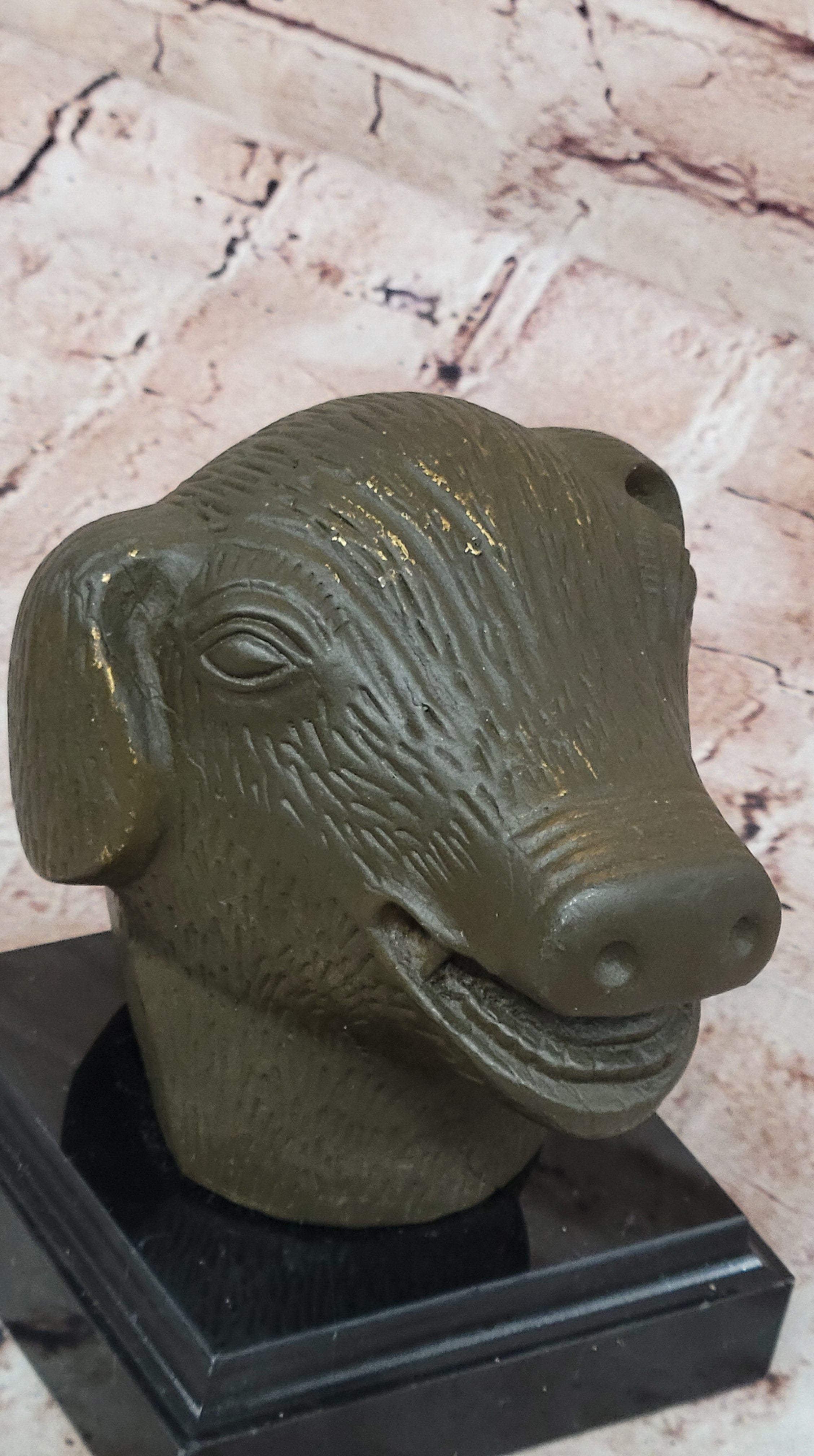 Bronze Pig Boar Head Realistic Farmhouse Sculpture
