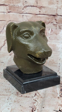 Bronze Dog Head Bust on Marble Base – Canine Sculpture