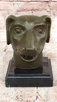 Bronze Dog Head Bust on Marble Base – Canine Sculpture