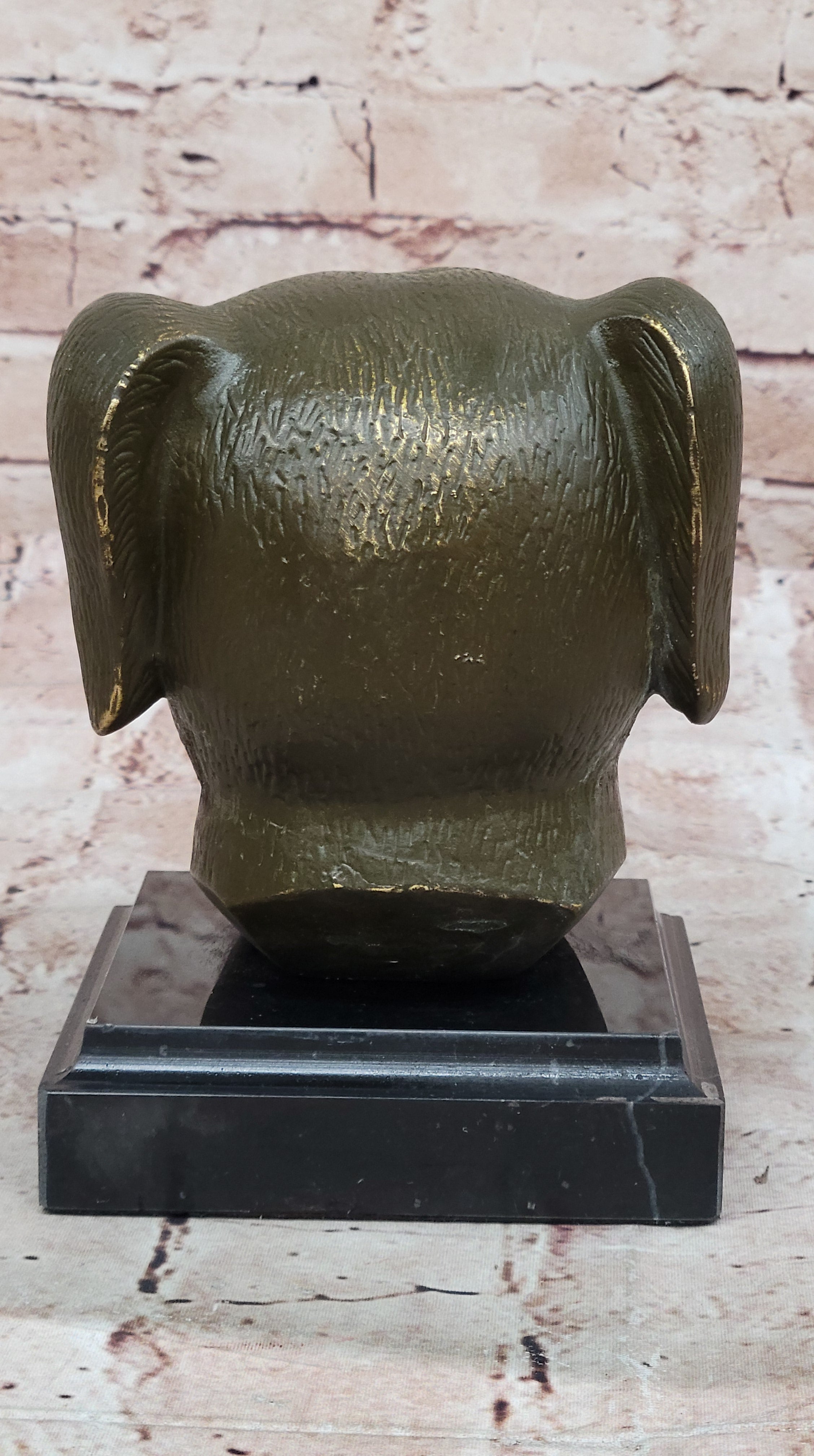 Bronze Dog Head Bust on Marble Base – Canine Sculpture