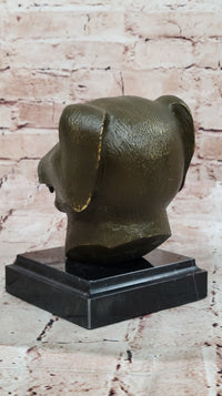 Bronze Dog Head Bust on Marble Base – Canine Sculpture