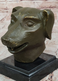Bronze Dog Head Bust on Marble Base – Canine Sculpture