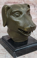 Bronze Dog Head Bust on Marble Base – Canine Sculpture