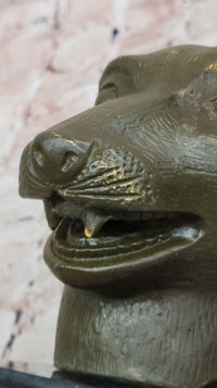 Bronze Dog Head Bust on Marble Base – Canine Sculpture