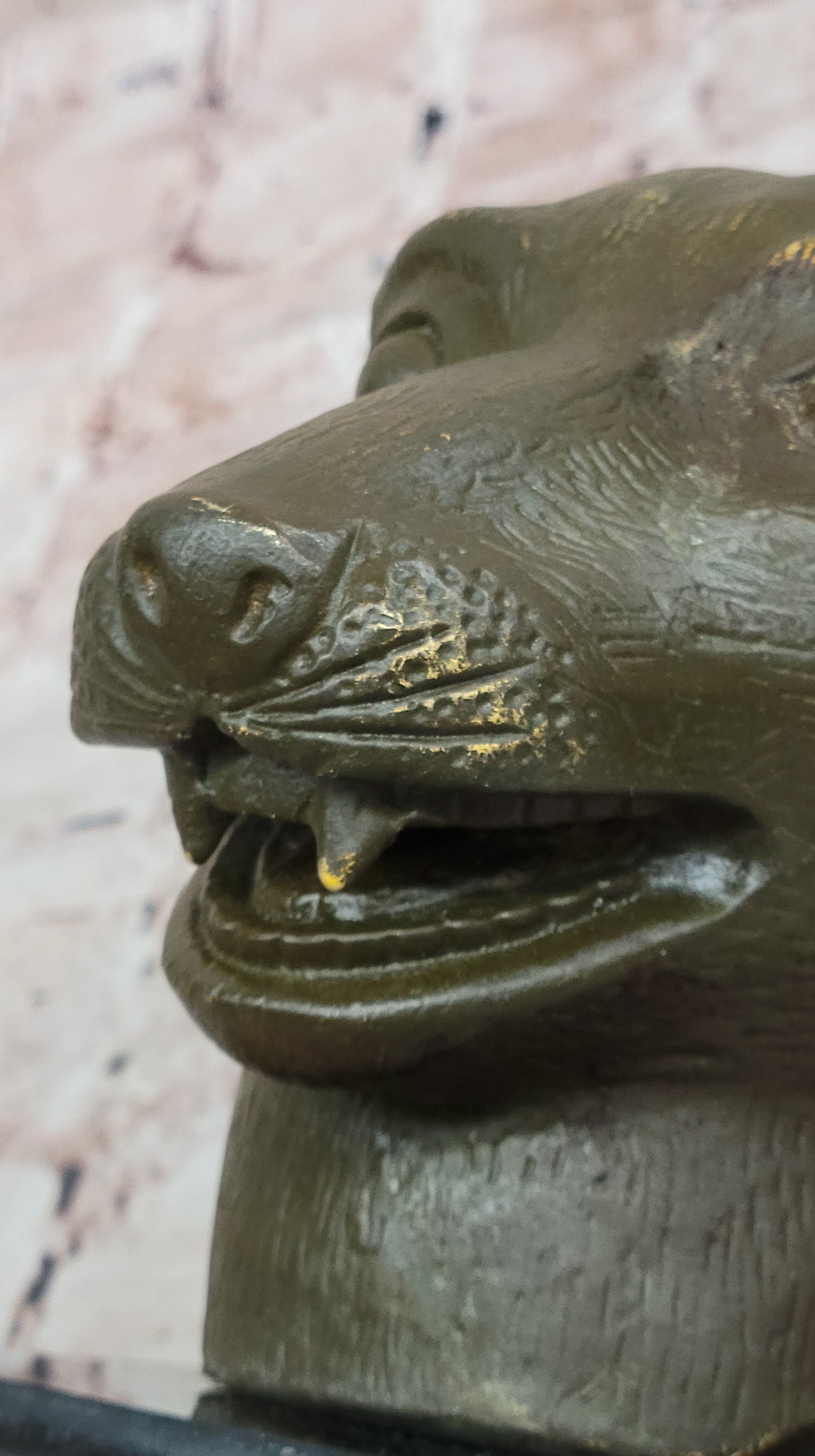 Bronze Dog Head Bust on Marble Base – Canine Sculpture
