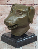 Bronze Dog Head Bust on Marble Base – Canine Sculpture