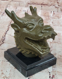 Bronze Dragon Head Bust on Marble Base – Chinese Zodiac