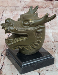 Bronze Dragon Head Bust on Marble Base – Chinese Zodiac