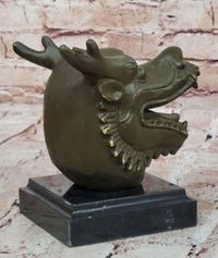 Bronze Dragon Head Bust on Marble Base – Chinese Zodiac