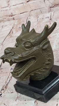 Bronze Dragon Head Bust on Marble Base – Chinese Zodiac