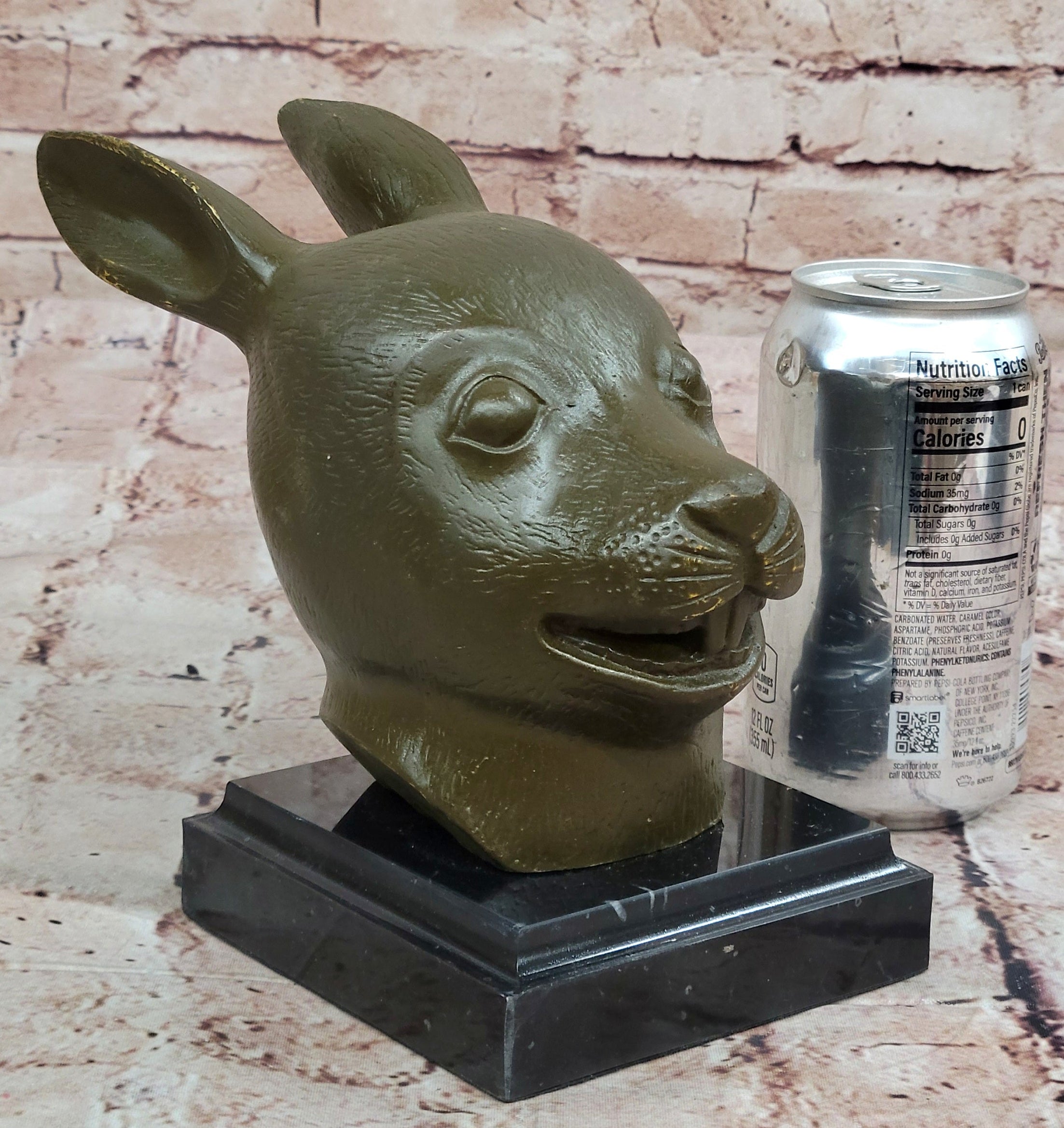 Bronze Rabbit Hare Head Realistic Wildlife Sculpture