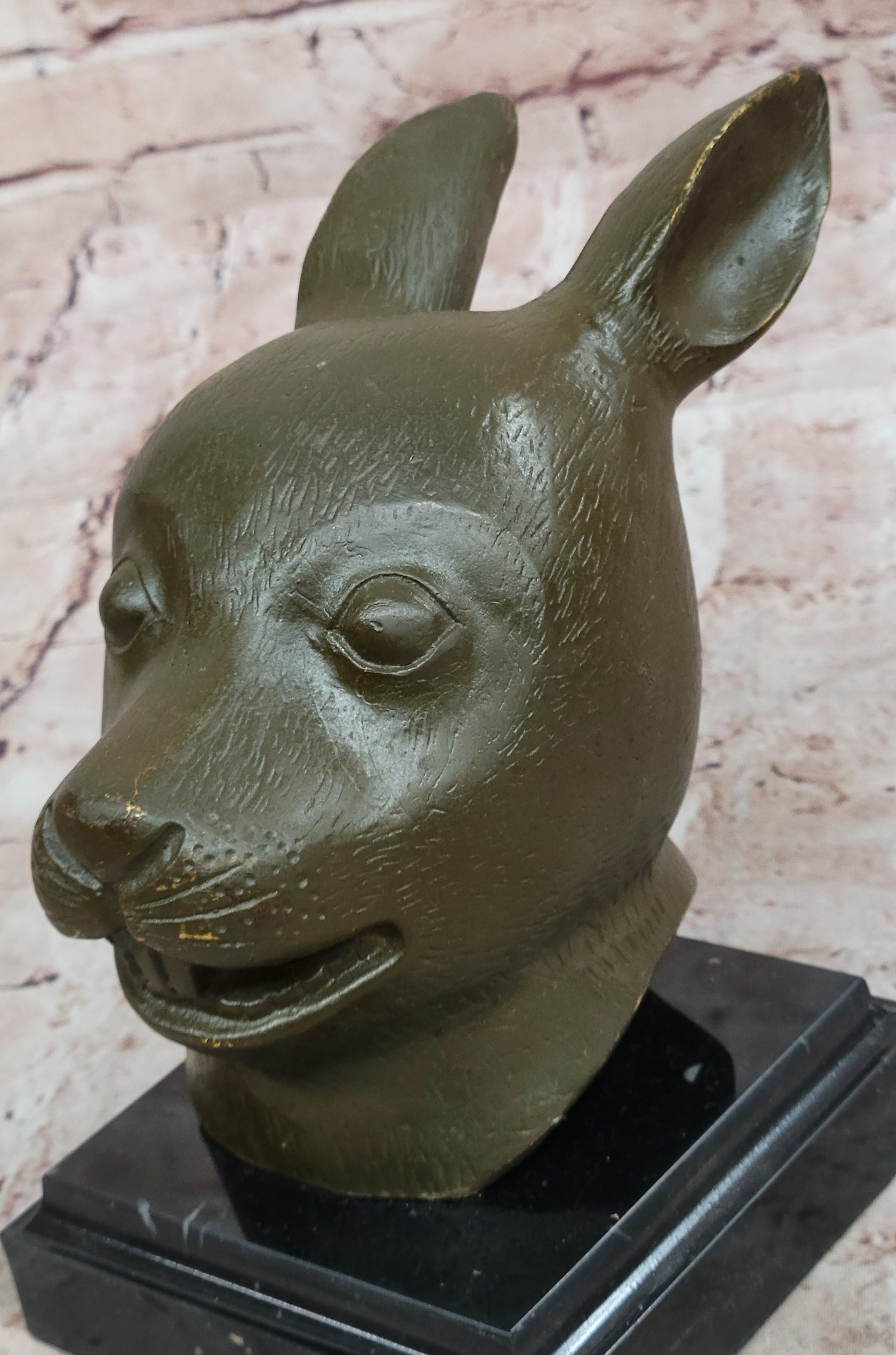 Bronze Rabbit Hare Head Realistic Wildlife Sculpture