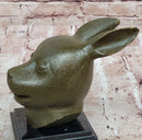 Bronze Rabbit Hare Head Realistic Wildlife Sculpture
