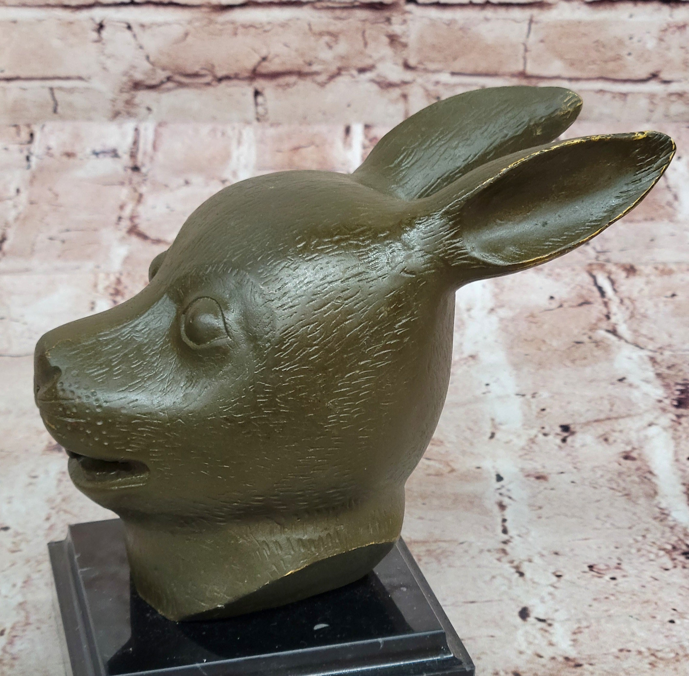 Bronze Rabbit Hare Head Realistic Wildlife Sculpture