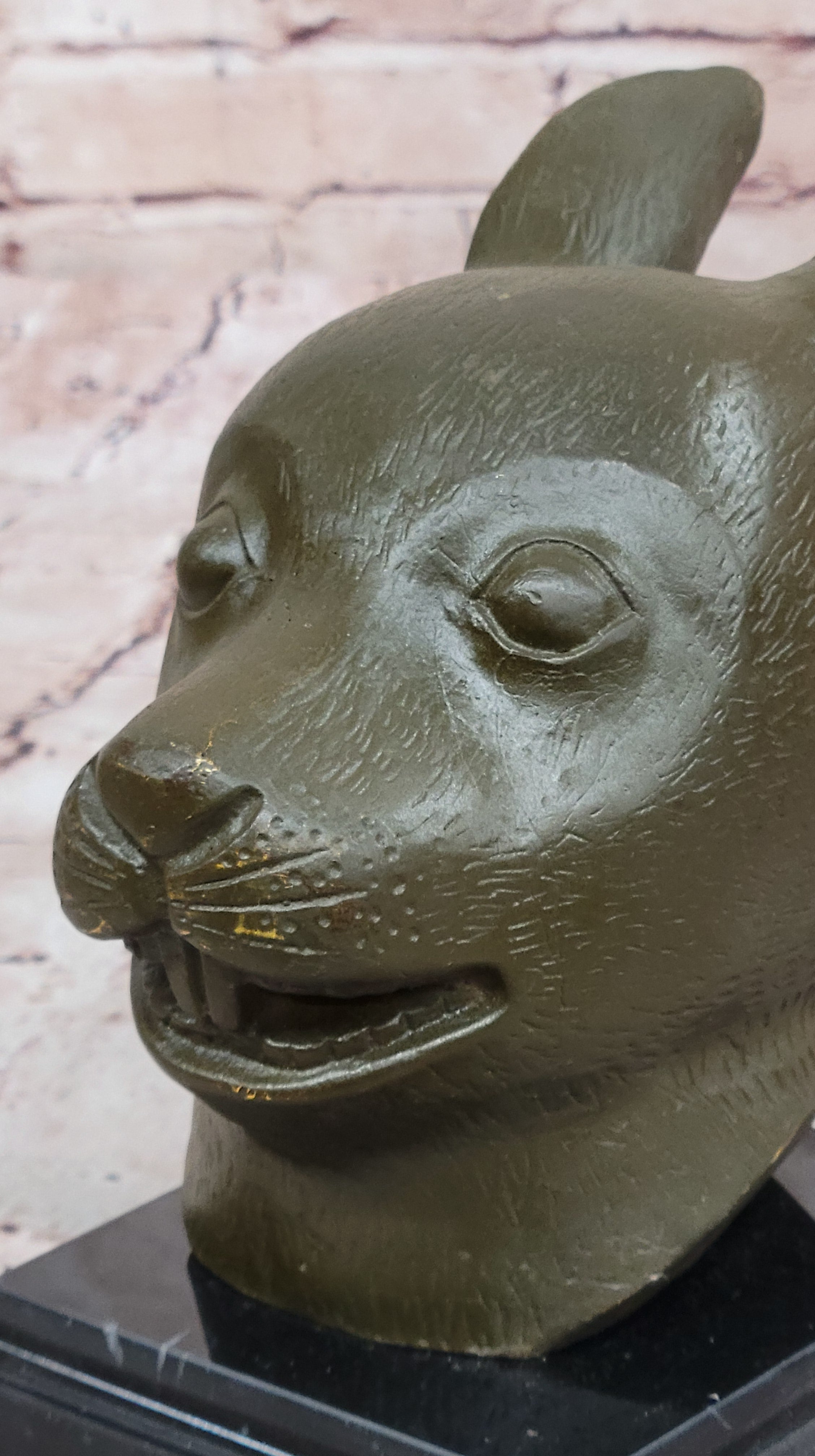 Bronze Rabbit Hare Head Realistic Wildlife Sculpture