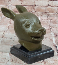Bronze Rabbit Hare Head Realistic Wildlife Sculpture