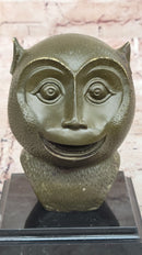 Abstract Bronze Primate - Smiling Monkey Bust on Marble